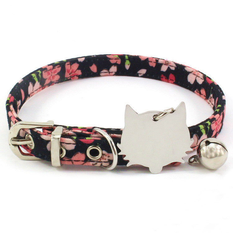 Double-sided Laser Engraving Pet Collar Copper Bell Cat Neck Rope