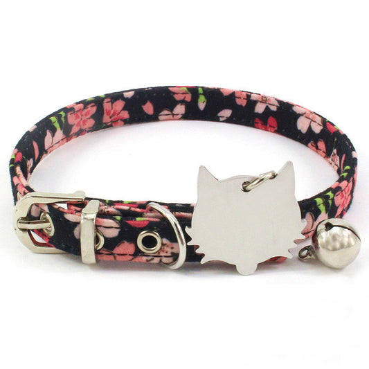 Double-sided Laser Engraving Pet Collar Copper Bell Cat Neck Rope