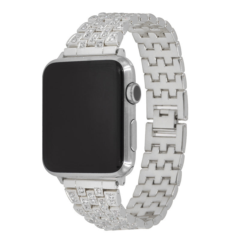 Diamond-studded metal strap