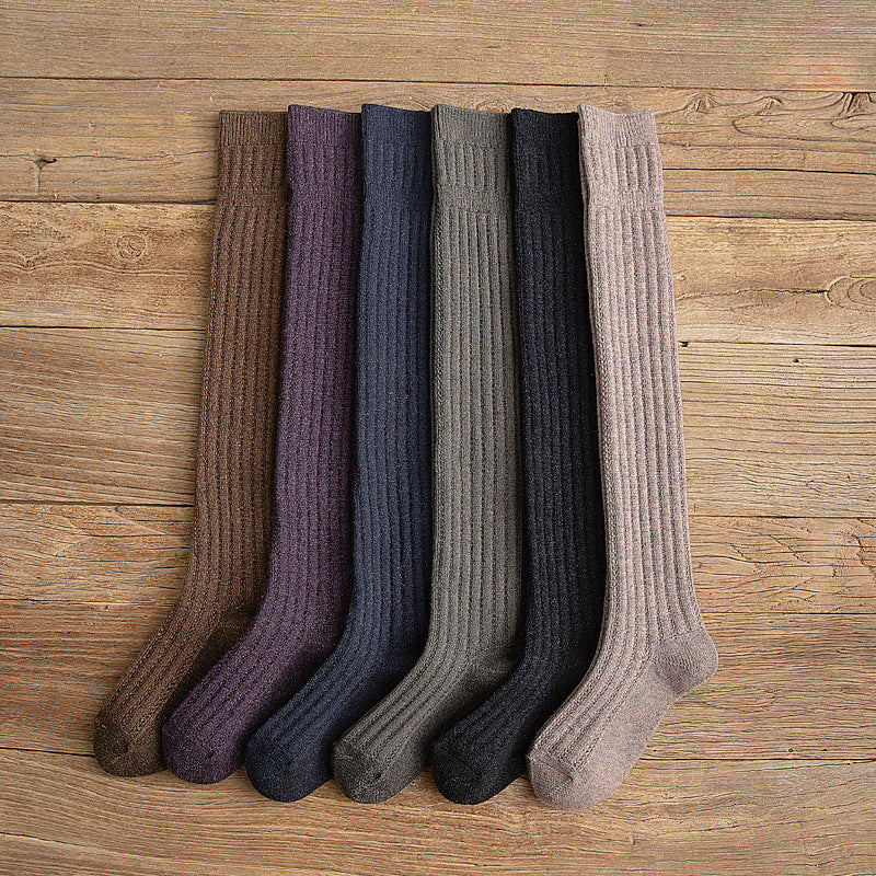 Simple College Wind Over The Knee Socks