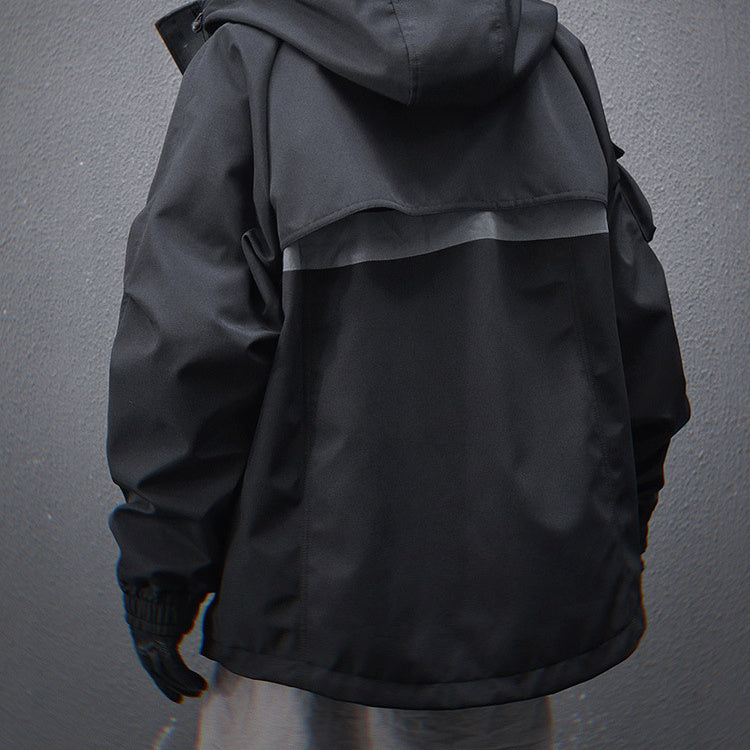 Mechanical Style Multi-pocket Loose Casual Hooded Jacket
