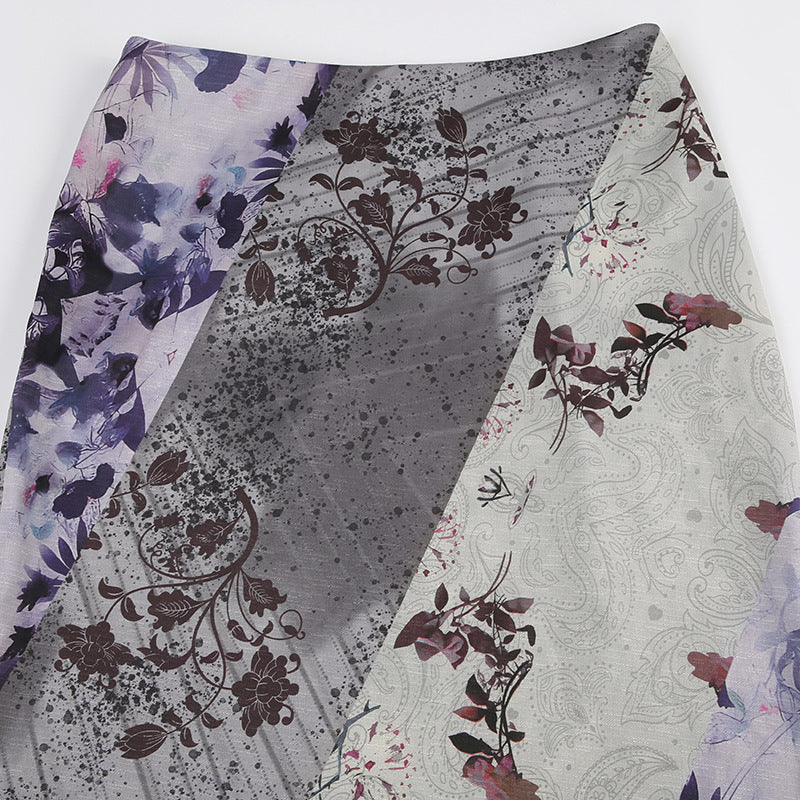Women's Vintage Floral Printed Woven Skirt