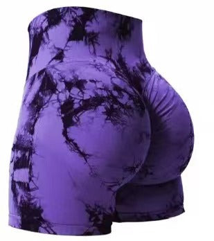 Seamless Tie-dye Sports Tight Shorts
