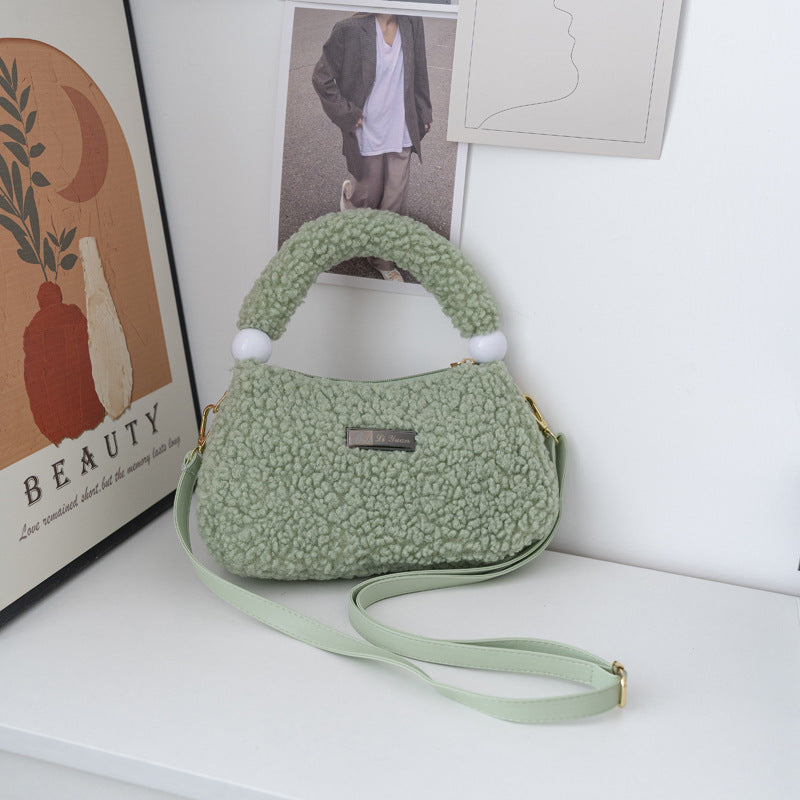 Women's Fashionable Lamb Wool Shoulder Messenger Bag