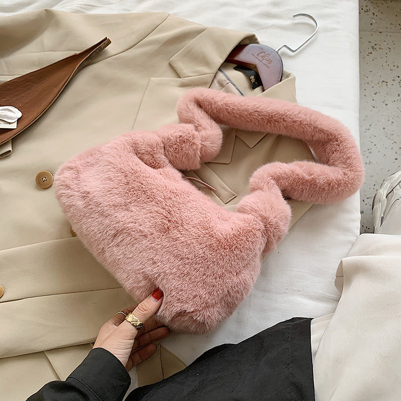 Plush one shoulder messenger bag