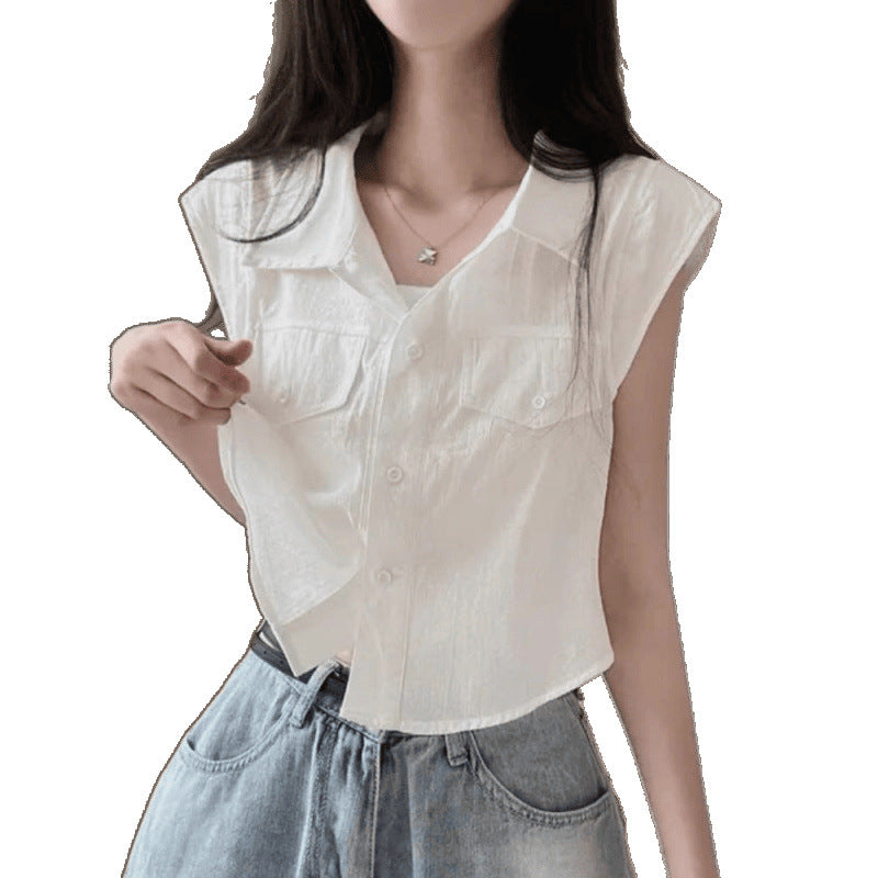 Chic sommer elegant vest med flagrende ærmer shirt vest frakke