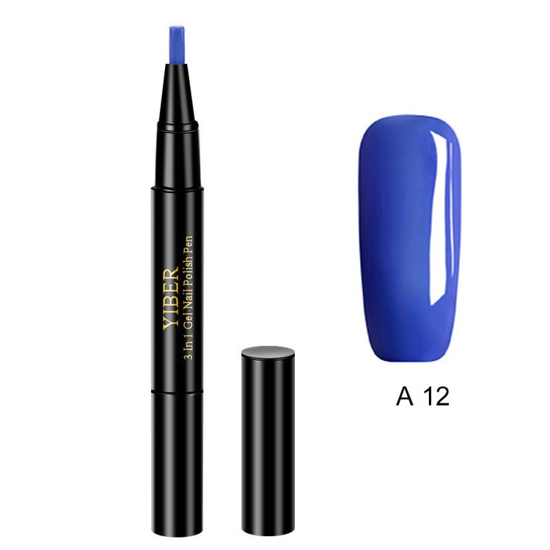 5pcs Nail Polish Pen 3 In 1 One Step Glue Pen Multicolor