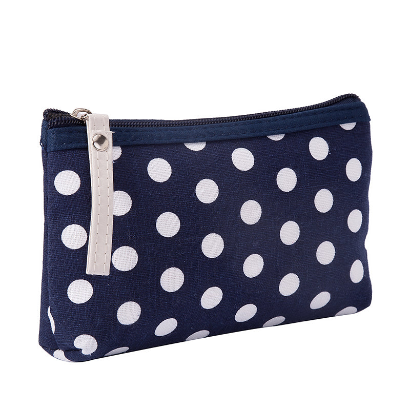 Dot fabric cosmetic bag