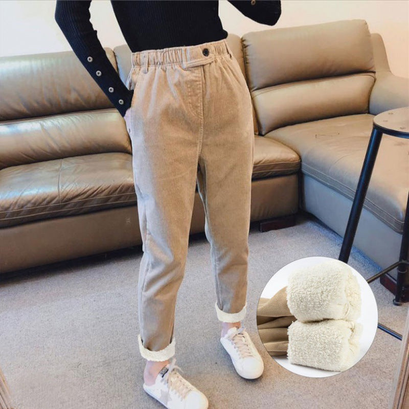 Lamb Wool Corduroy Ladies' Casual Pants