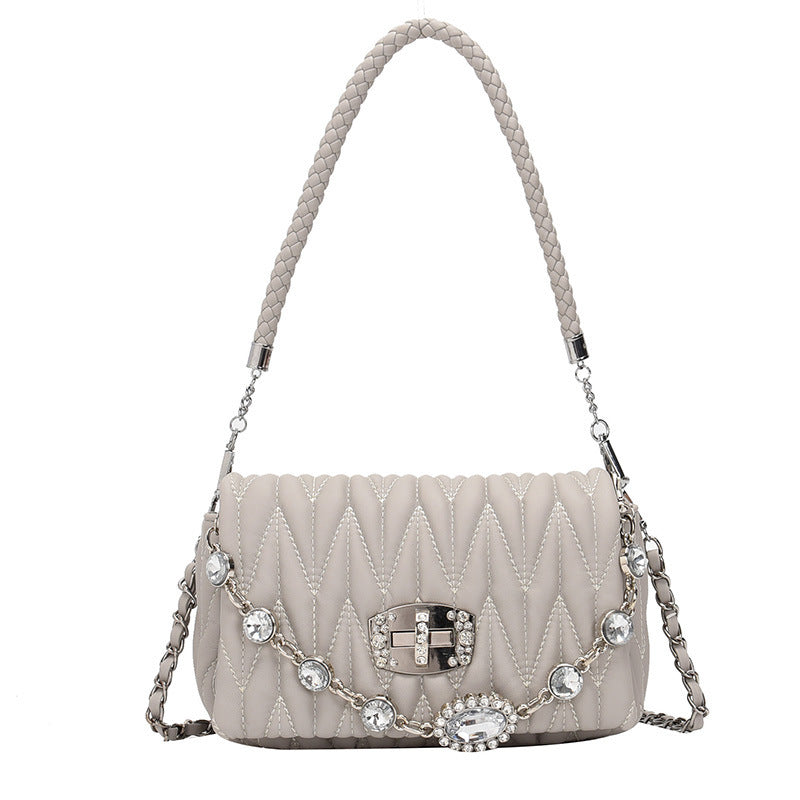 Mode Enkel Rhinestone Dame Ny Kæde Skuldertaske