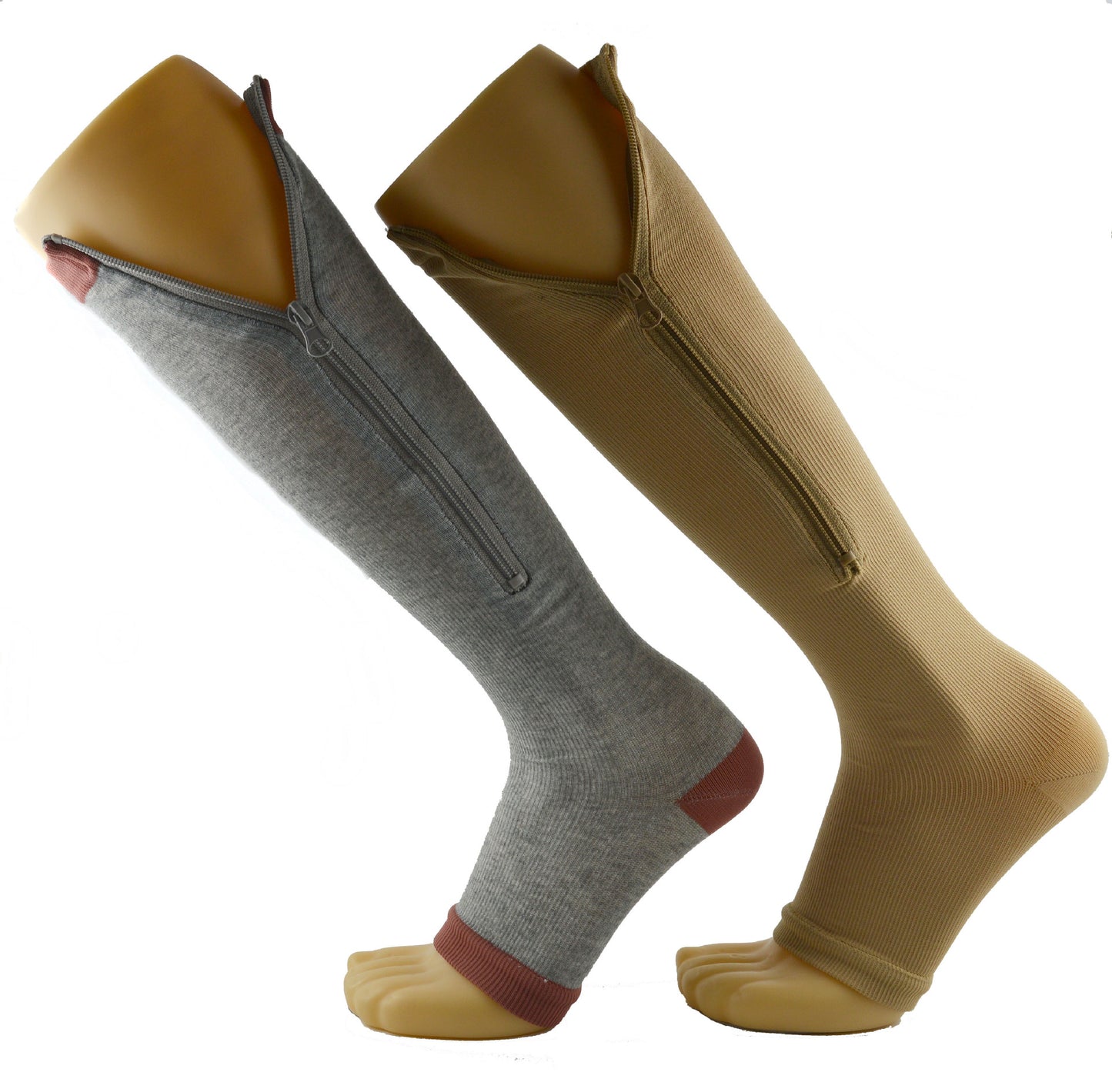 Zipper pressure socks