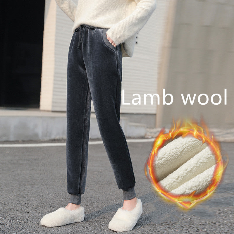 Plush padded lamb velvet sweatpants