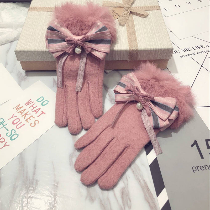 Cute Warm Touch Screen Thickened Warm Finger Gloves