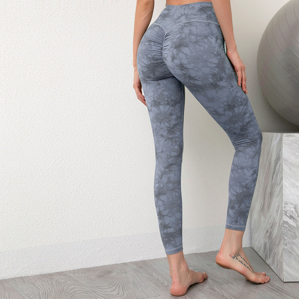 European and American Tie Dye Yoga Cropped Pants