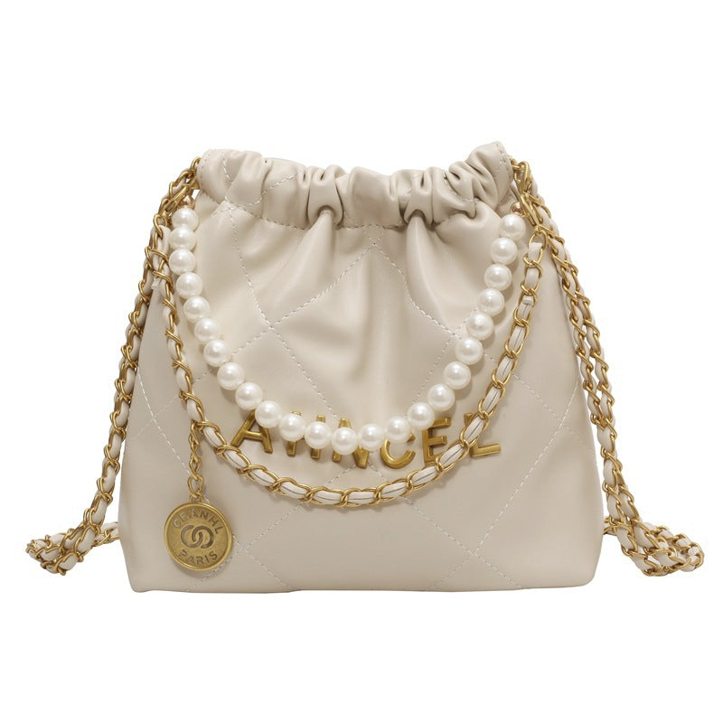 Women's Diamond Chain Messenger Bag Pearl