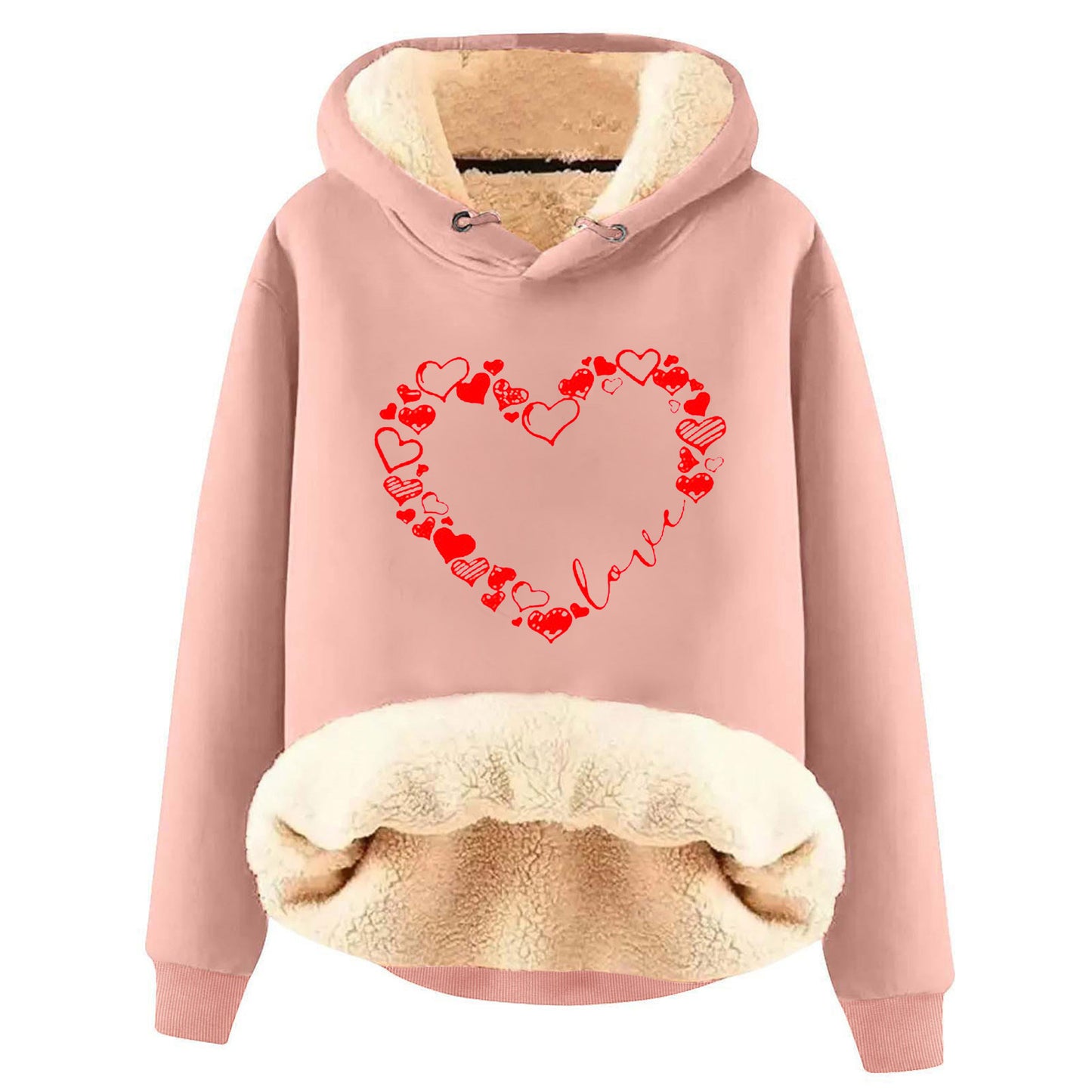 European And American Hooded Sweater Fleece Lined Padded Warm Keeping Loose Hooded Pullover