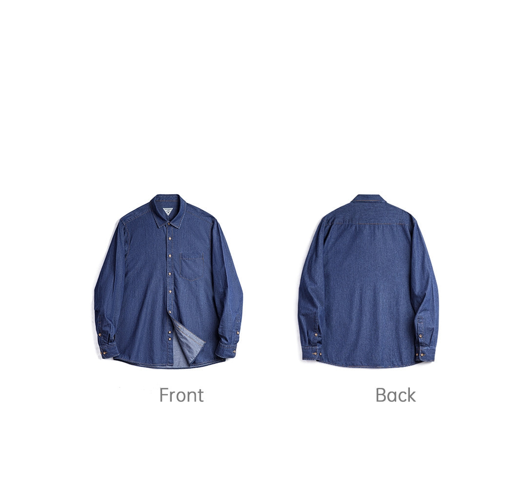 Men's American Retro Single Pocket Workwear Denim Shirt