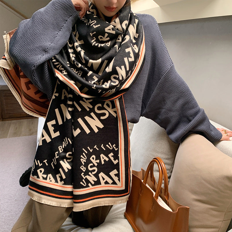 Imitation Cashmere Autumn Winter New Letter Scarf