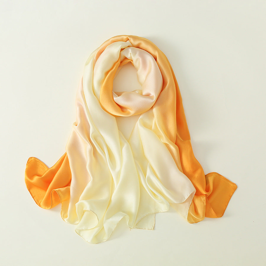 Gradient Silk Scarf Transition Color Lady