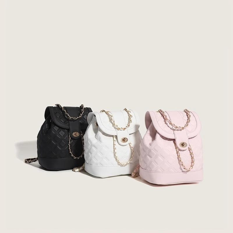Rhombus Chain Backpack Student Shoulder Handbag