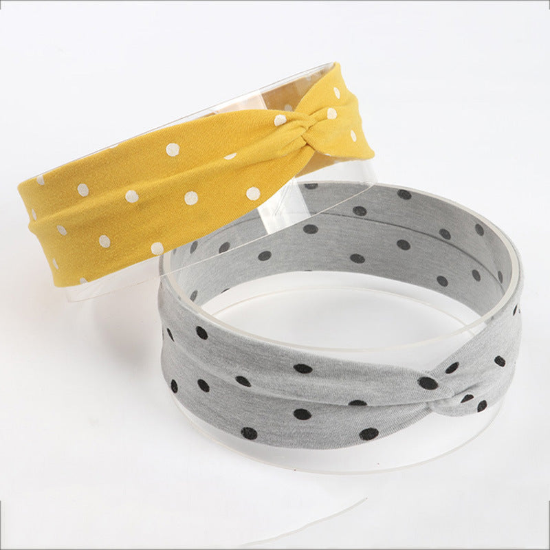 European And American Cute Dotted Prints Cross Babies' Headwear Cotton Cloth Children's Headband