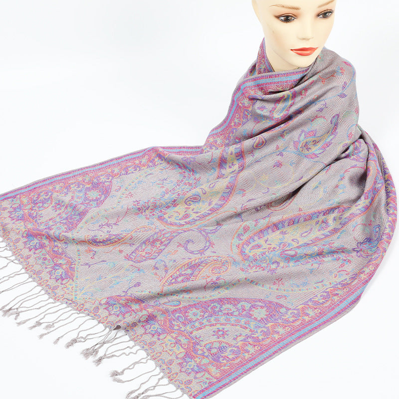 Women's Retro Cloak-style Scarf With Tassels Dual-use Outerwear