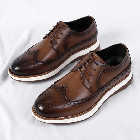 Ultra-fiber Thick-soled Trendy Men's Business Leather Shoes Comfortable And Casual