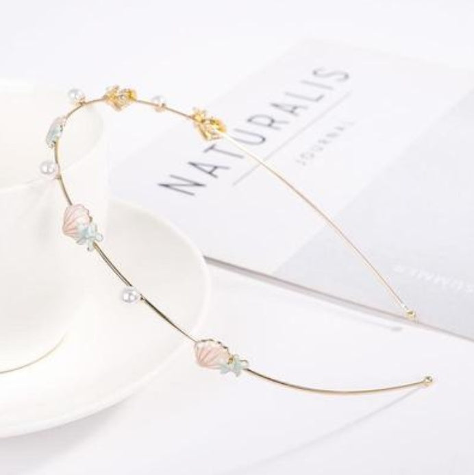 Starfish shell imitation pearl headband female sweet simple headdress net red press hairpin