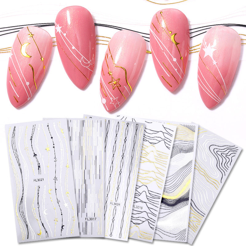 Nail Art 3d Hot Stamping Line Sticker Stripe Wave Adhesive Sticker