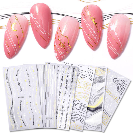Nail Art 3d Hot Stamping Line Sticker Stripe Wave Adhesive Sticker