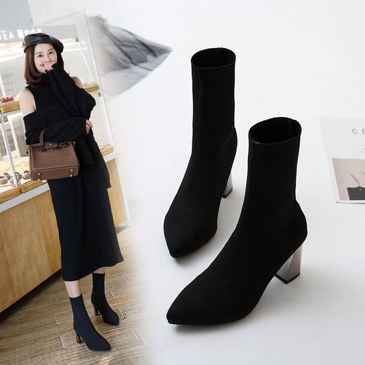 Socks pointed toe boots