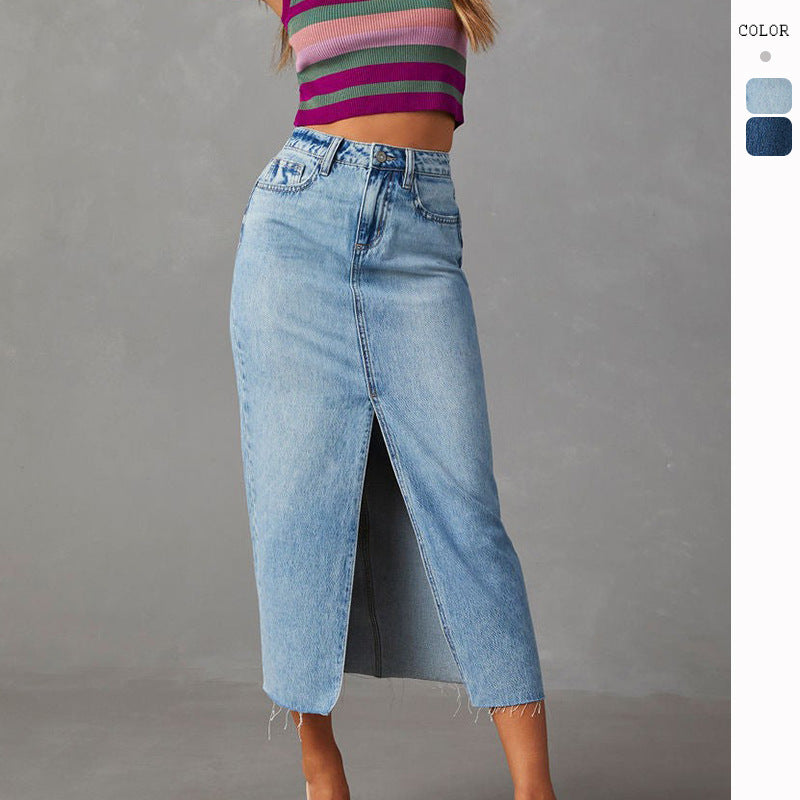 Dame Mode Slankende Denim Nederdel