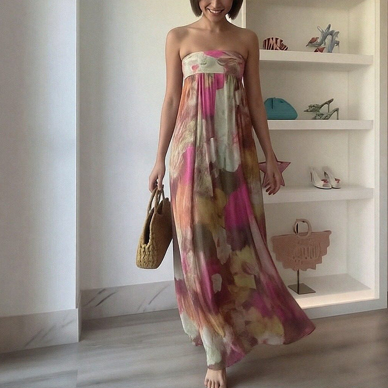 Womens Fashion Sleeveless Printed Casual Dress