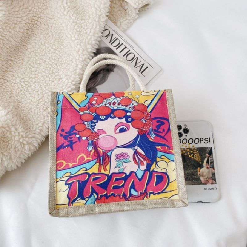Literary Chinese style wild graffiti girl handbag