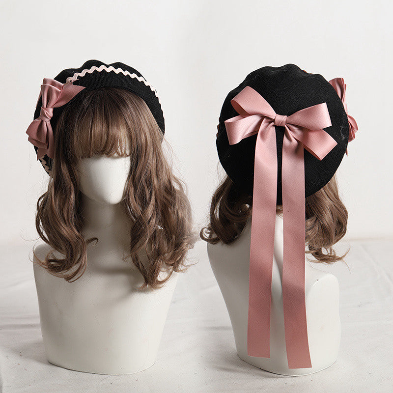 Women's Fashion Simple Bow Plaid Hat