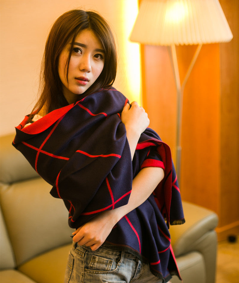 Cashmere double-sided scarf room thickened long shawl