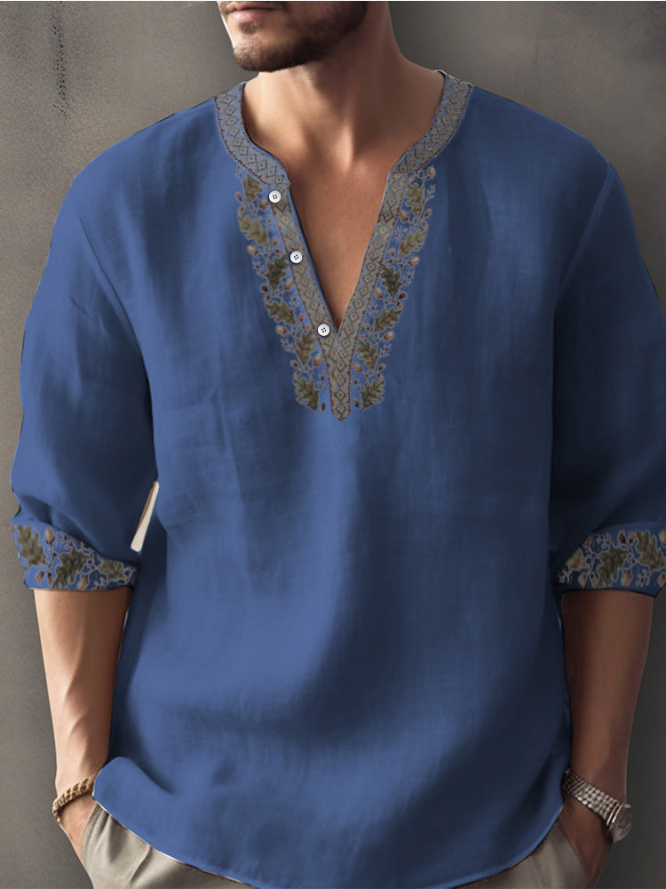 Digital Printing Bamboo Linen Long Sleeve European And American