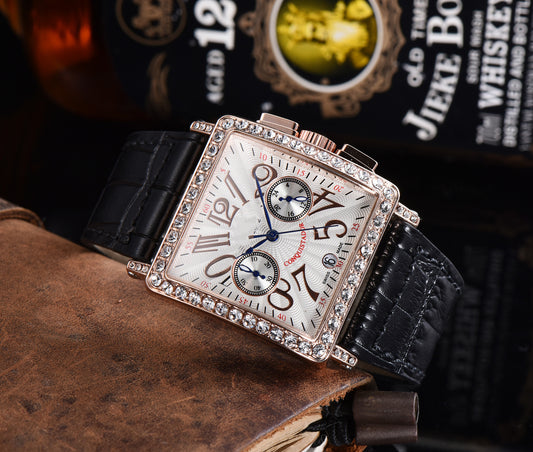 Men's Square 5-pin Quartz Flange Watch