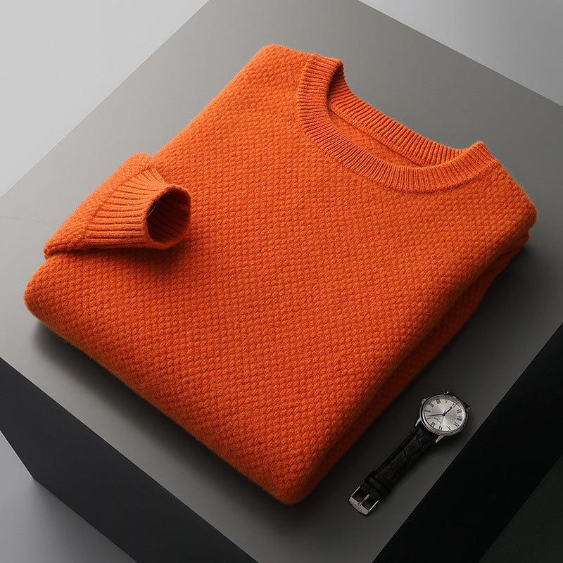 Round-neck Pullover Jacquard Solid-color Knit Base Sweater