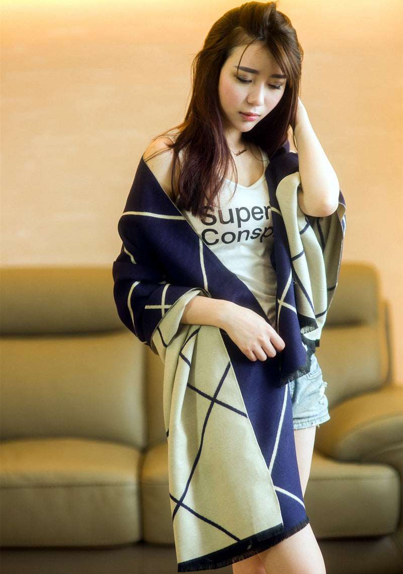 Cashmere double-sided scarf room thickened long shawl