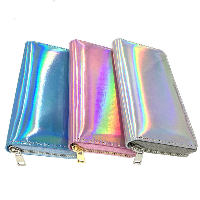 Eco-friendly Laser PU Long Wallet Student Card Case