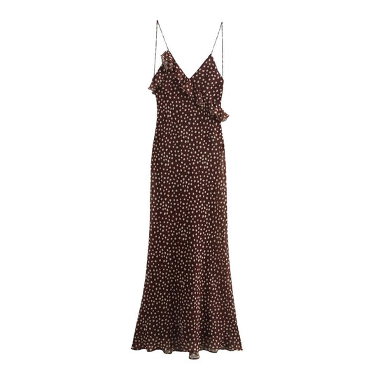 Layered Decorative Polka-Dot Slip Dress