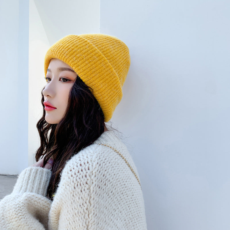 Rabbit fur thick warm woolen hat and scarf set