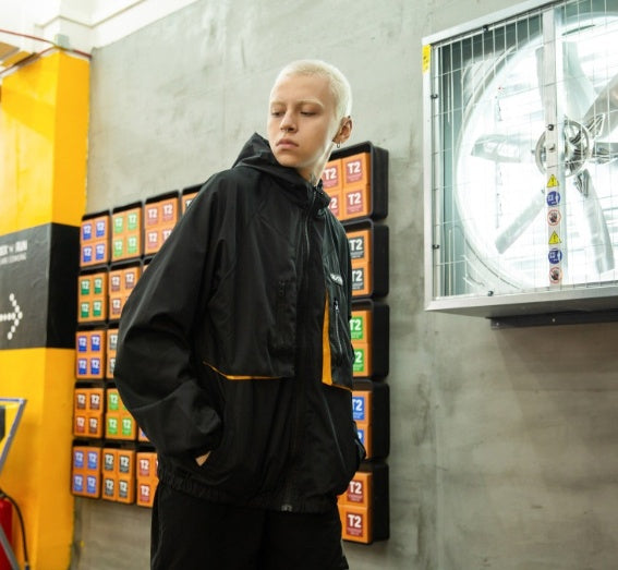 Hooded windbreaker jacket multi-bag tooling