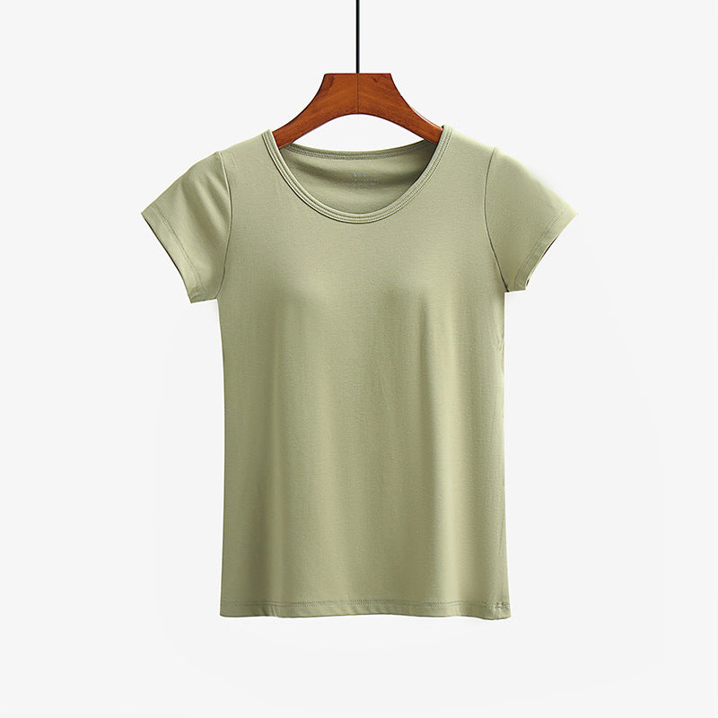 Short-sleeved T-shirt With Chest Pad Bra Home Wear