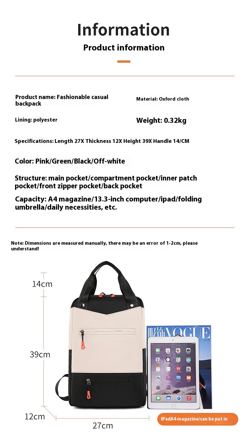 Women's Backpack Women's Large Capacity Fashion Oxford Cloth Outdoor Travel Leisure Portable