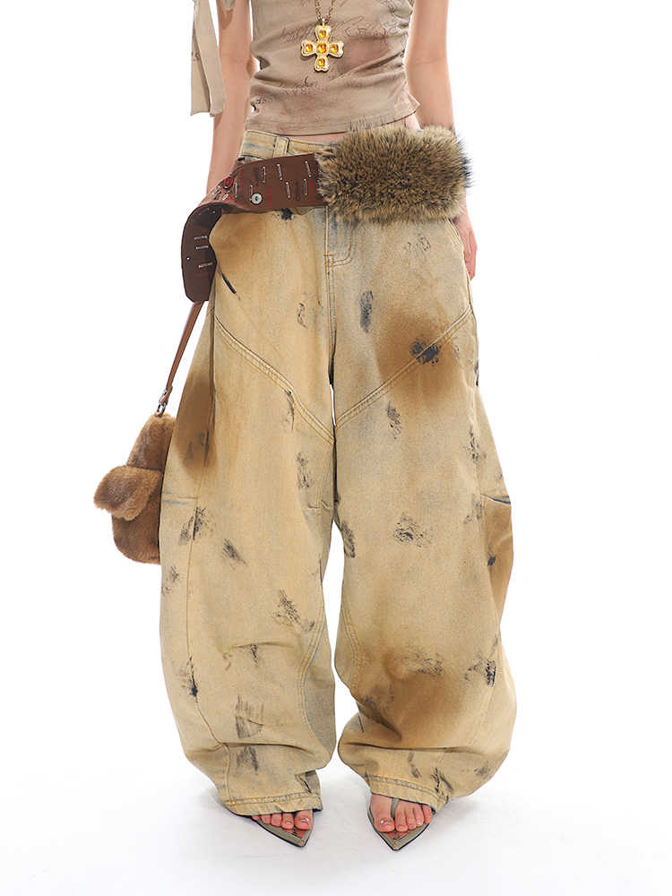 Vaskede gammeldags blomstrende retro machete profil løse jeans
