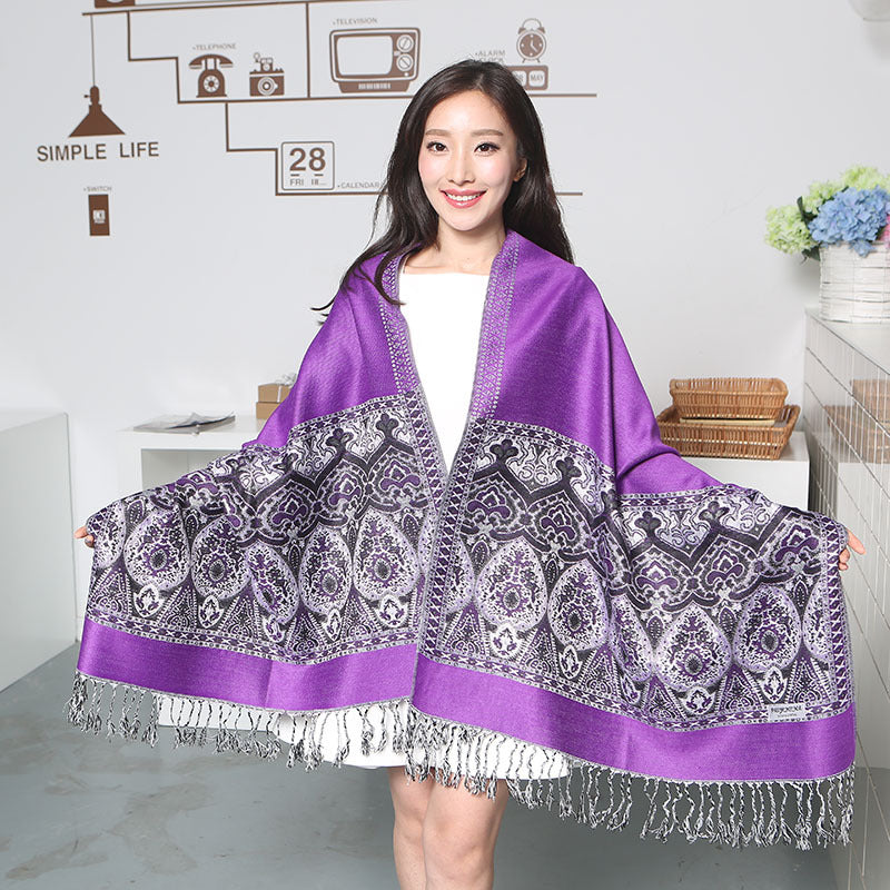 Cashew Jacquard Flower Air-conditioning Shawl Scarf