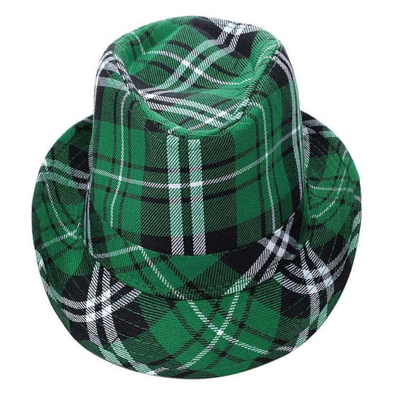Printed Green Stripes Plaid Beret