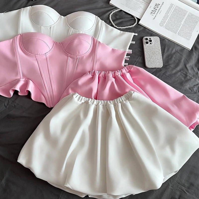 Sexy Chic Tube Short Top And Bud-Shape Skirt Set